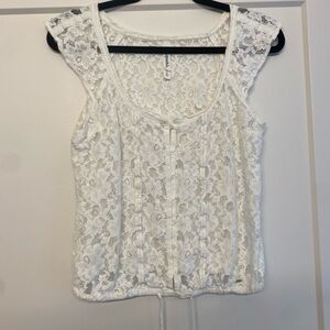 Aeropostale White Floral Lace Blouse